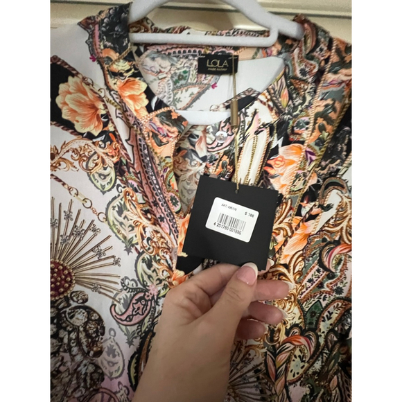 NWT Women's LOLA Multicolor & Black Paisley Print Pants Set, Size M - Picture 4 of 13